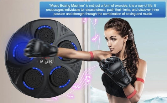 Person using music boxing machine for cardio workout and stress relief exercise at home