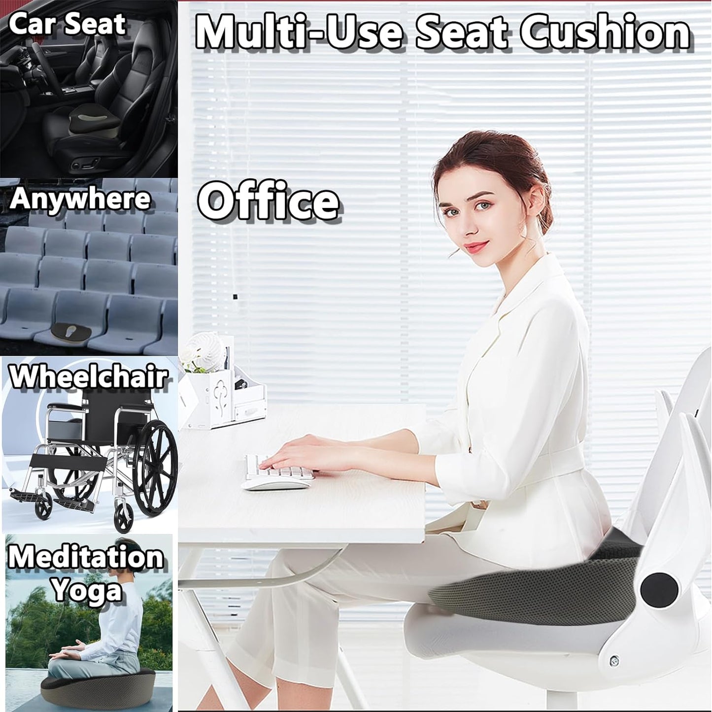 Back Pain Relief for Office Chairs: Memory Foam Seat Cushion (SG)|告别办公椅带来的背痛! | 记忆棉坐垫,久坐不累!(新加坡)
