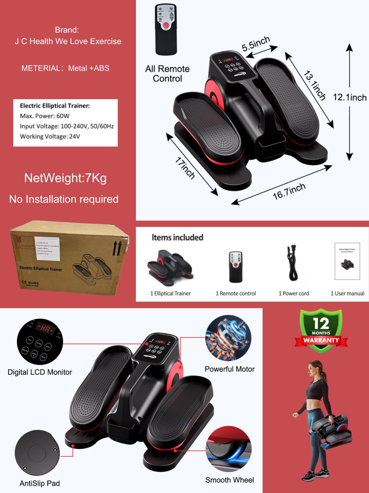 J C Health Electric Elliptical Trainer: Enhance Your Well-being at Home