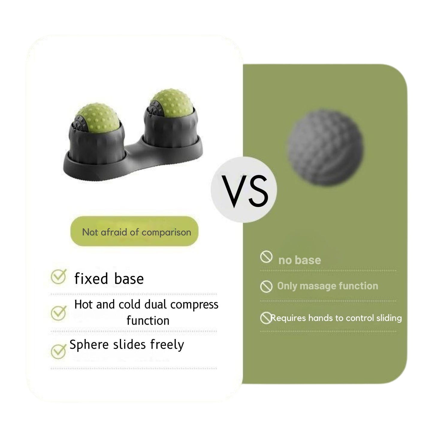 JC Health foot massager comparison chart showing features and benefits vs other competitors