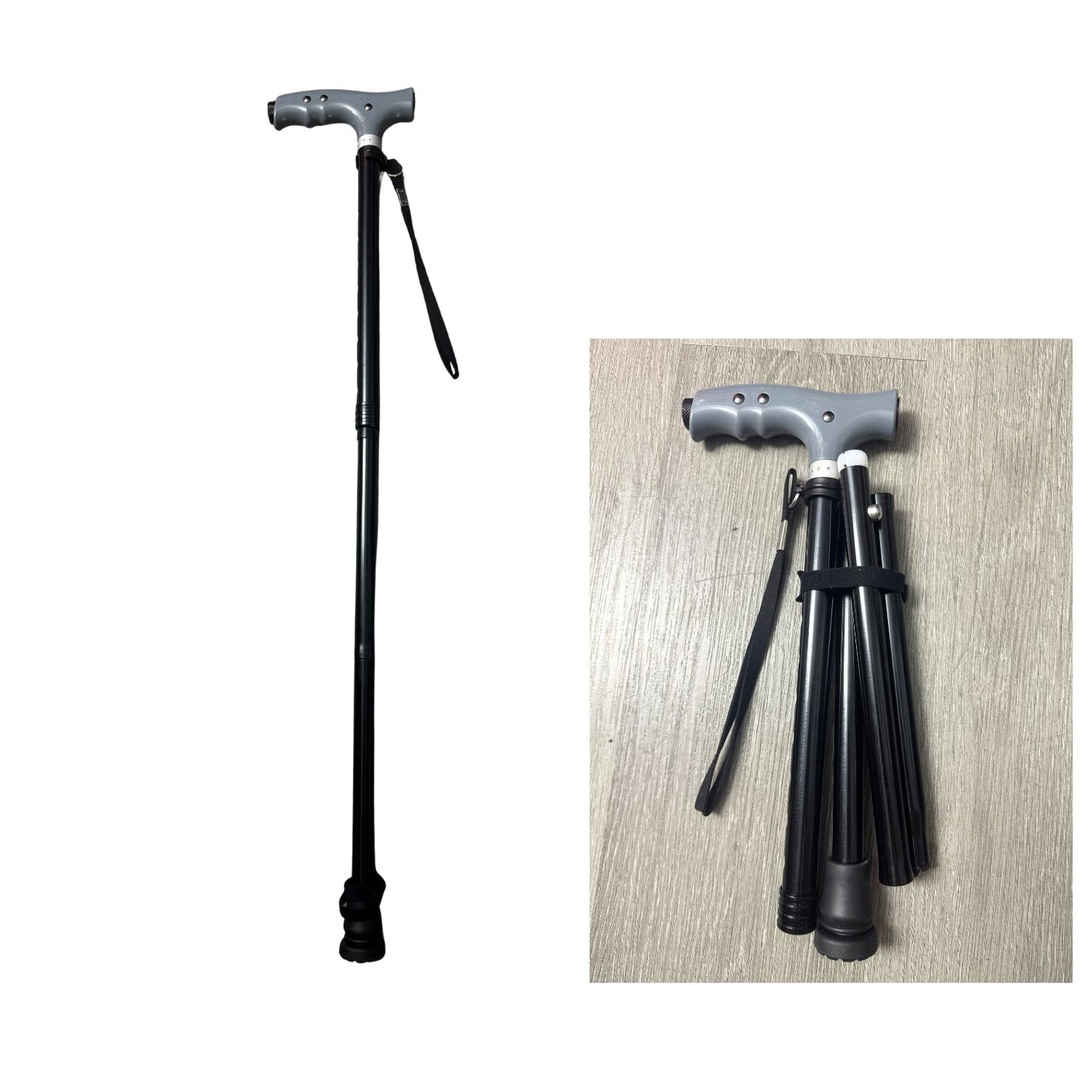 JC Health™ Medical-Grade Folding Walking Cane with LED Torch - High-Strength 6061 Aluminum