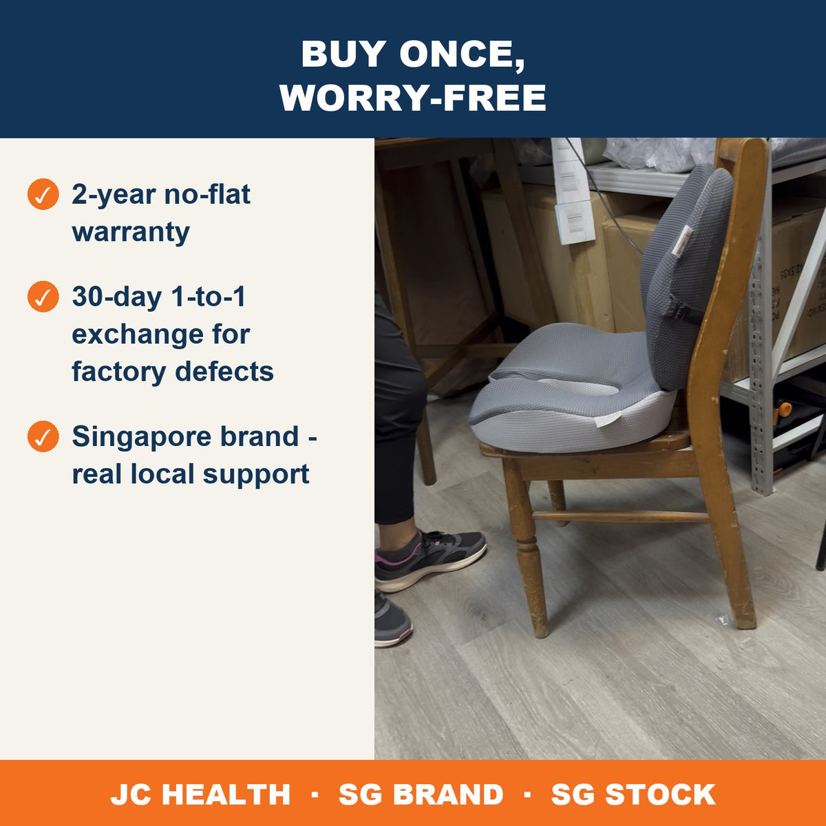 2-year no-flat warranty, 30-day exchange for factory defects, Singapore brand