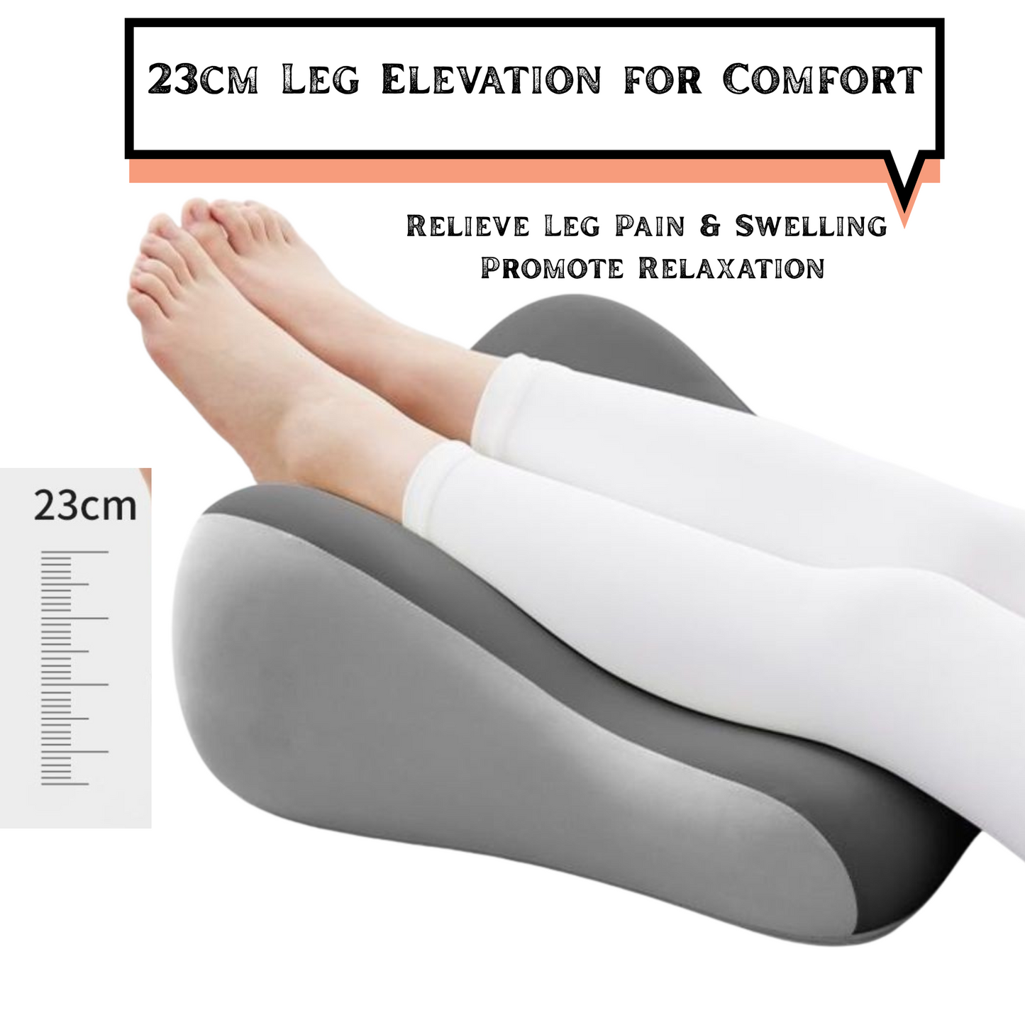 C Health multipurpose pillow providing 23cm leg elevation for comfort, helping to relieve leg pain and swelling, and promote relaxation