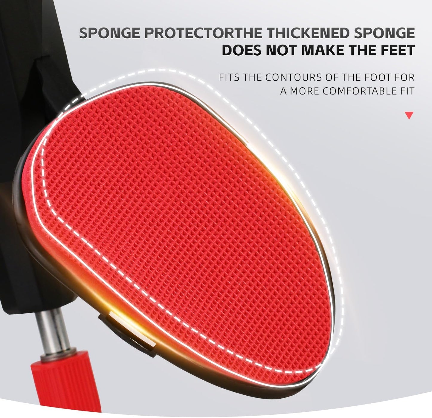 Close-up of JC Health Thigh Master's thickened sponge protector for comfortable thigh and foot fit