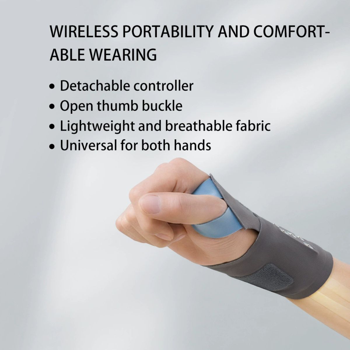 JC Health 3-in-1 EMS Hand & Wrist Massager with Heat Therapy, featuring a detachable controller and designed for comfort and portability.