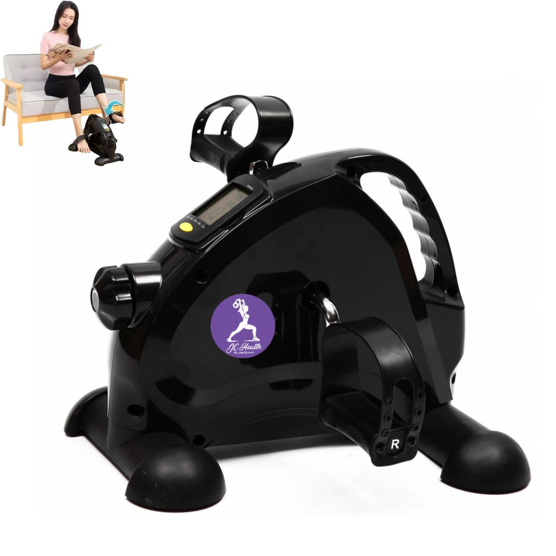 JC Health compact mini exercise bike for home workouts - portable cardio fitness equipment ideal for seniors and small spaces