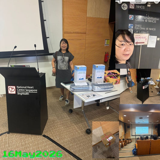 JC Health home wellness products and founder at the National Heart Centre Singapore public forum.
