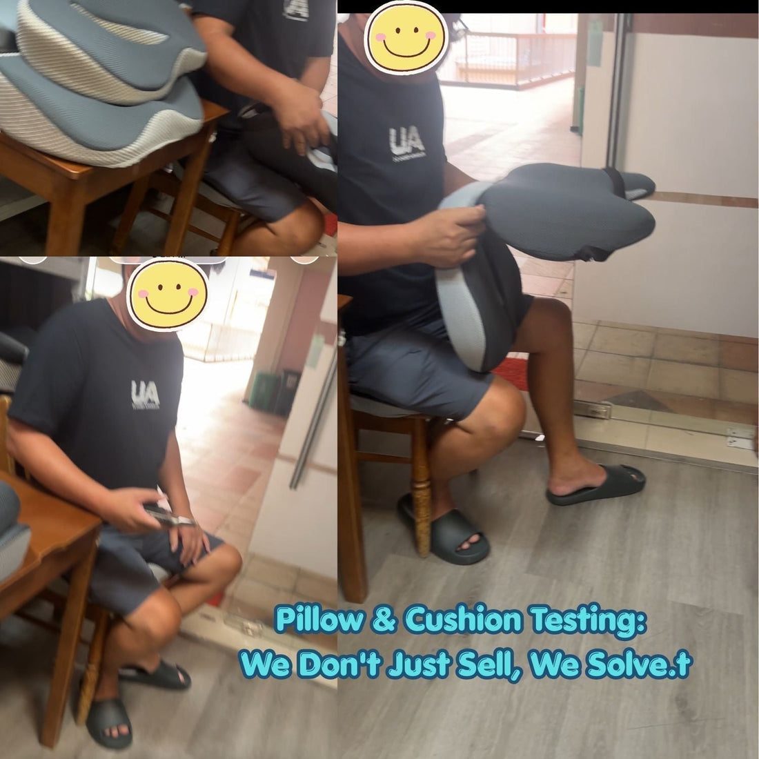 Orthopedic donut cushion and lumbar support testing for logistics workers with sit-to-stand pain and coccyx injuries