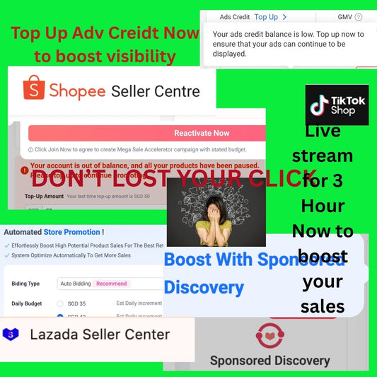E-commerce advertising platform showing ad credit top-up interface for digital marketing campaigns