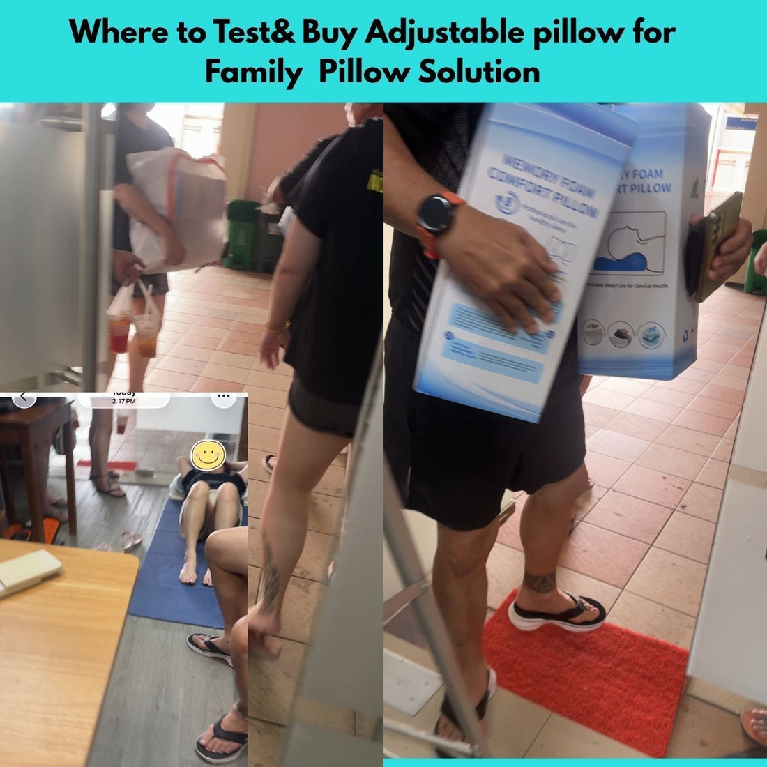 family of 4 testing at jchealth waterloo store and buy 4 pillows for the whole family