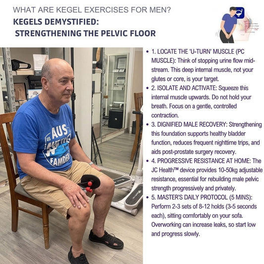JC Health Men's Kegel Exercise Guide — Kegels Demystified: Strengthening the Pelvic Floor for Senior Men using the Tight Master Pro at our Singapore showroom