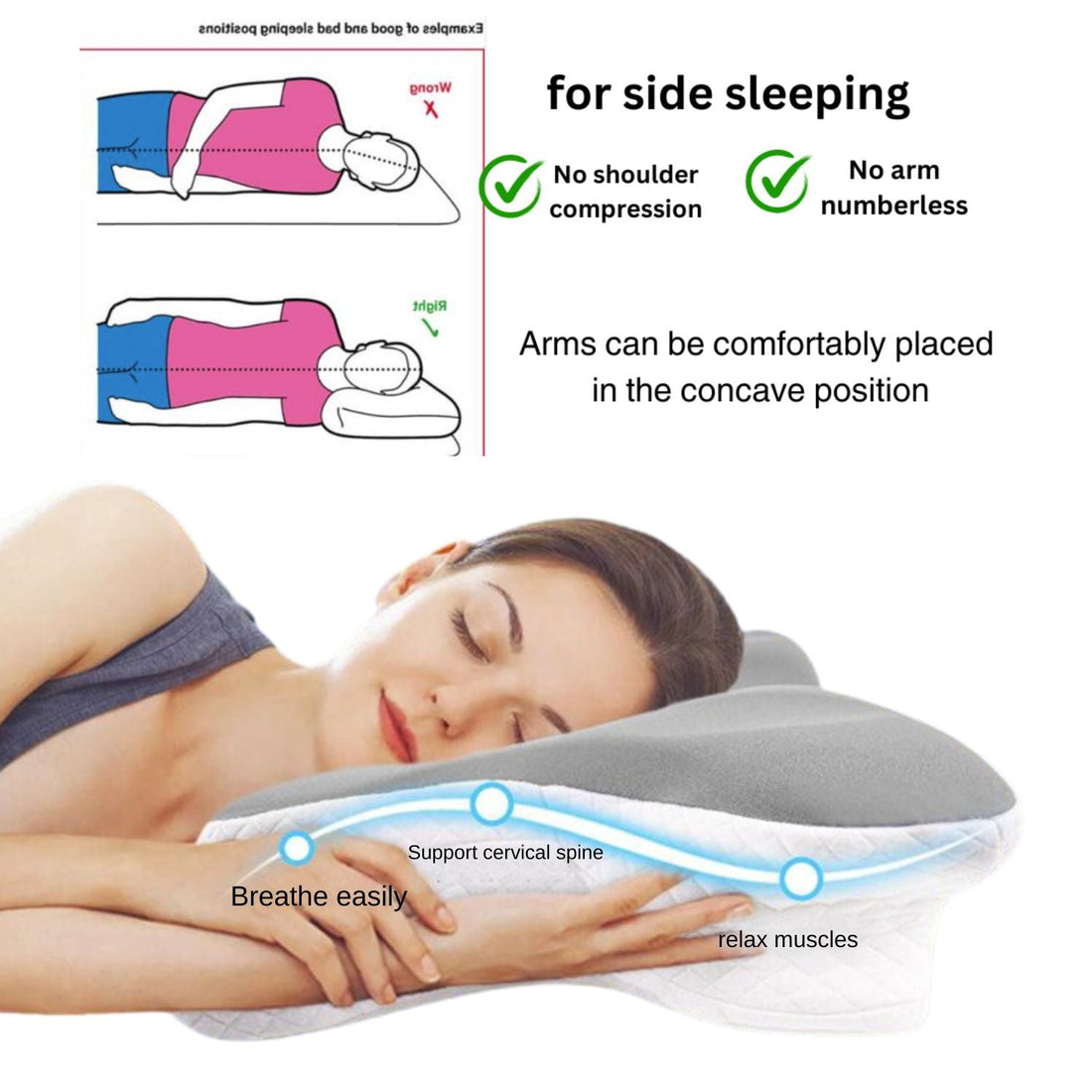 butterfly pillow arm zone prevent arm numbness