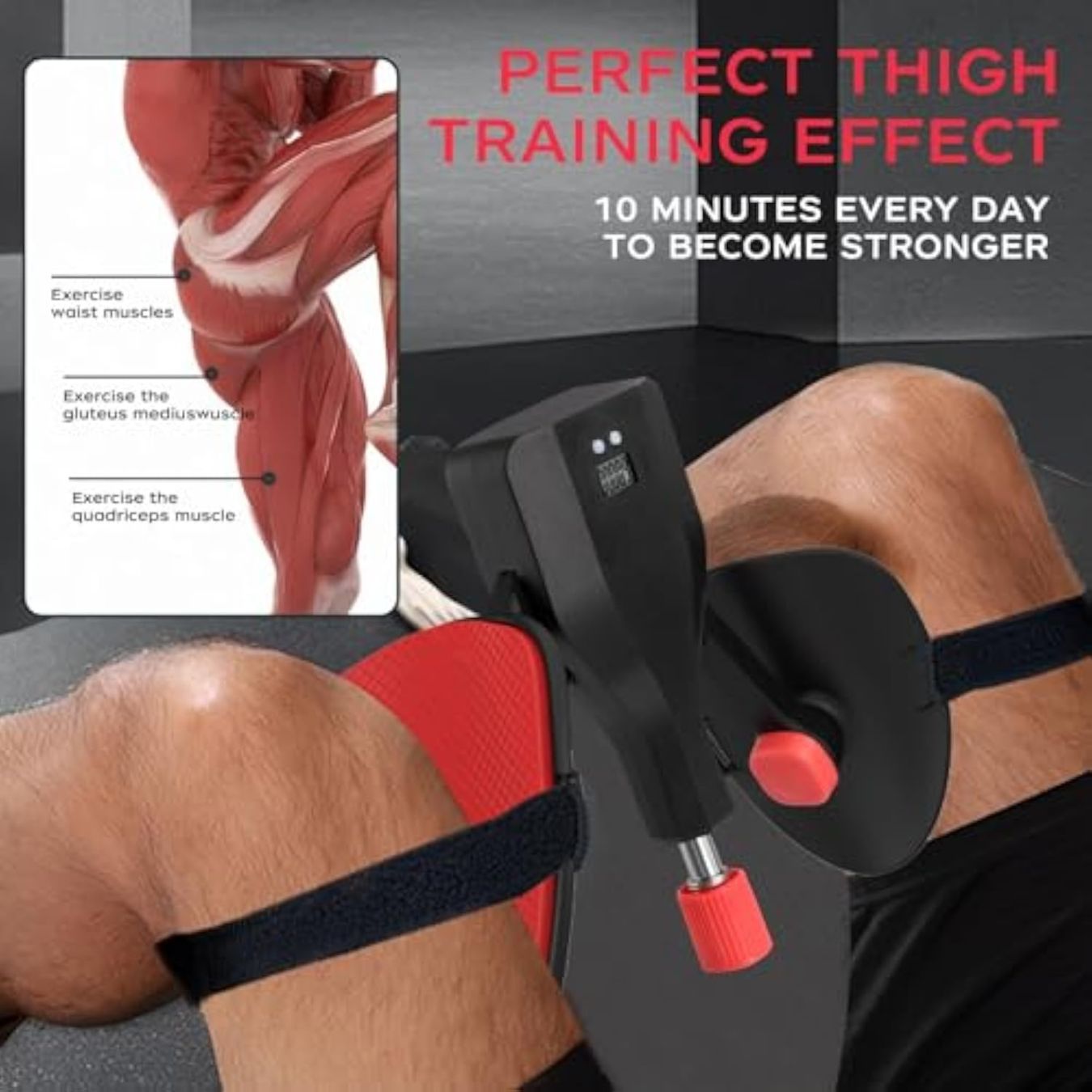 Thigh Master 10-50KG Adjustable Resistance Inner Thigh Exerciser, Thigh Trainer Pro with Leg Straps, Pelvic Floor Exerciser Kegel Trainer Thigh Toner Hip Trainer for Women Men