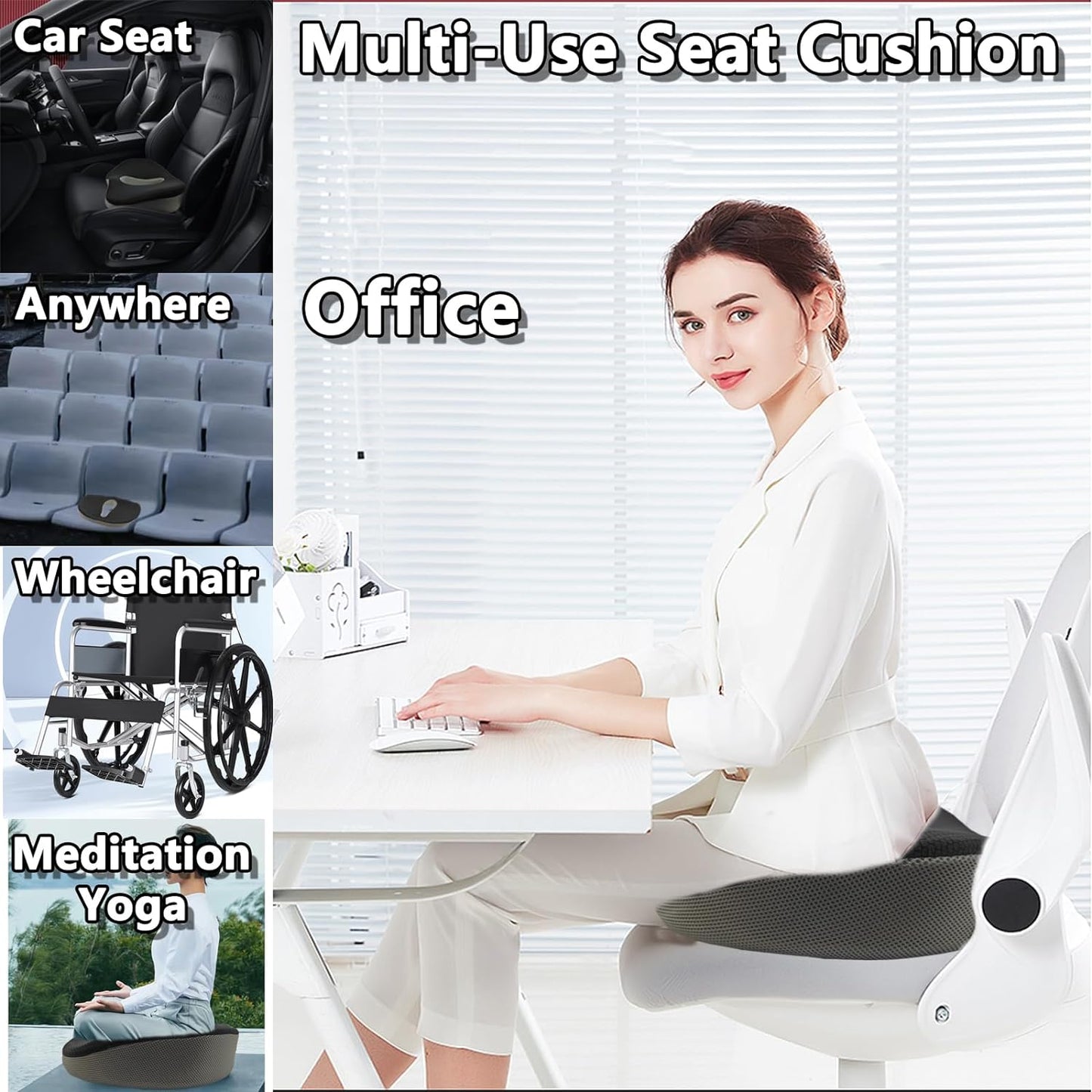 Back Pain Relief for Office Chairs: Memory Foam Seat Cushion (SG)|告别办公椅带来的背痛！ | 记忆棉坐垫，久坐不累！(新加坡)