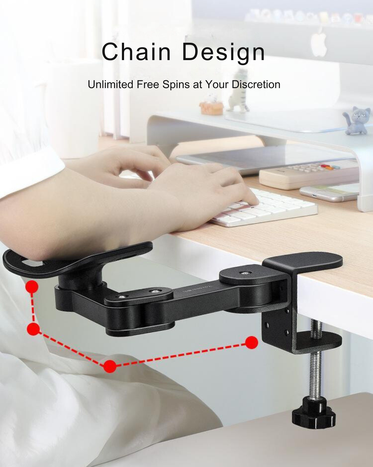 Universal Clamp-on Adjustable Armrests, Desk Cradle Rotating Elbow Cushions, Table Extension Platform Arm Support,