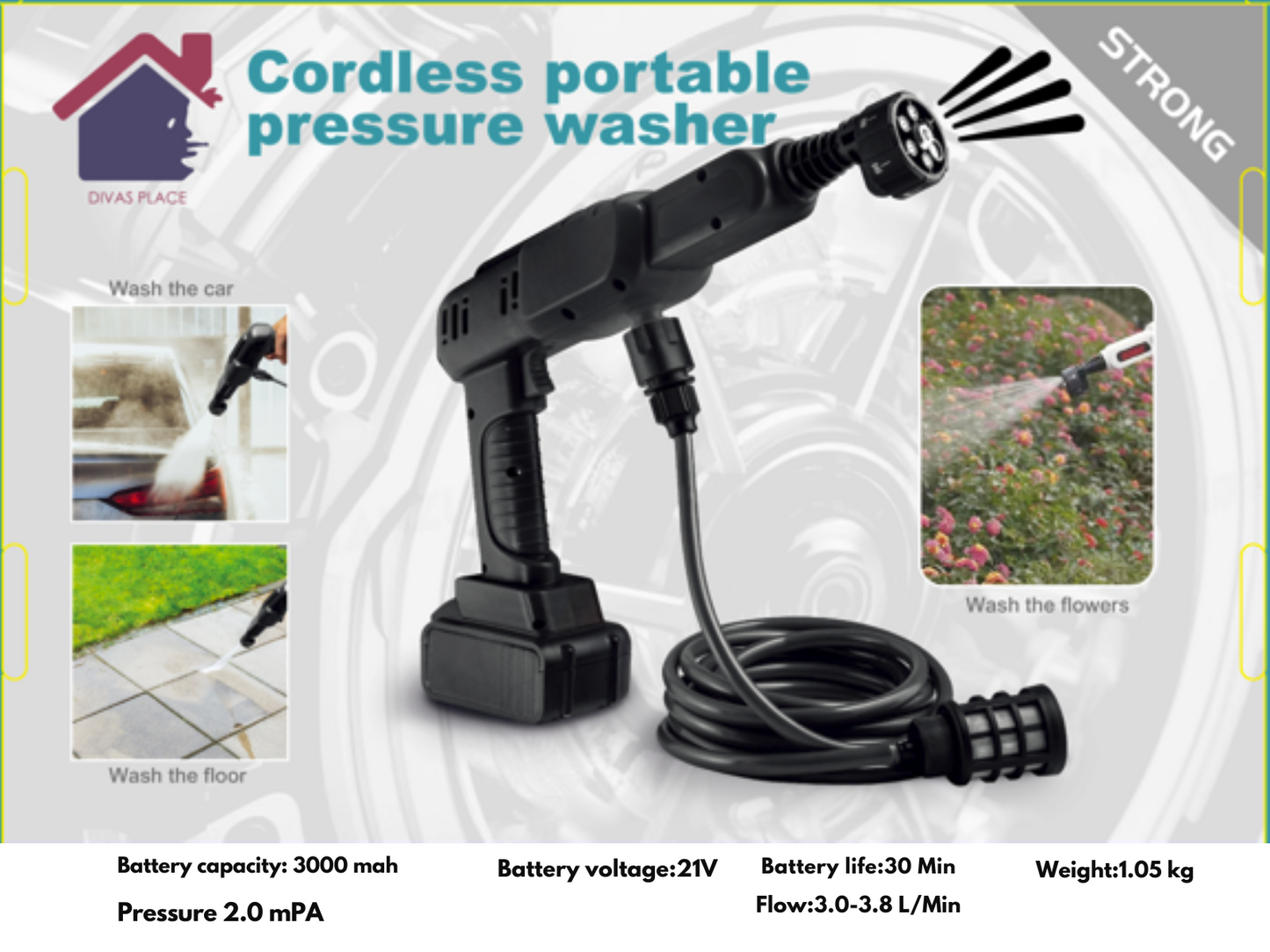 Cordless High Pressure Washer Gun ,Clean Smarter Not Harder!