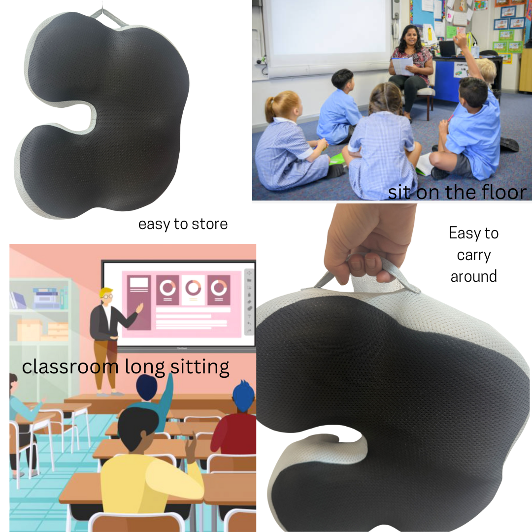 W-Shaped Memory Foam Comfort & Posture Cushion - Cool, Supportive Relief for Studying Students**