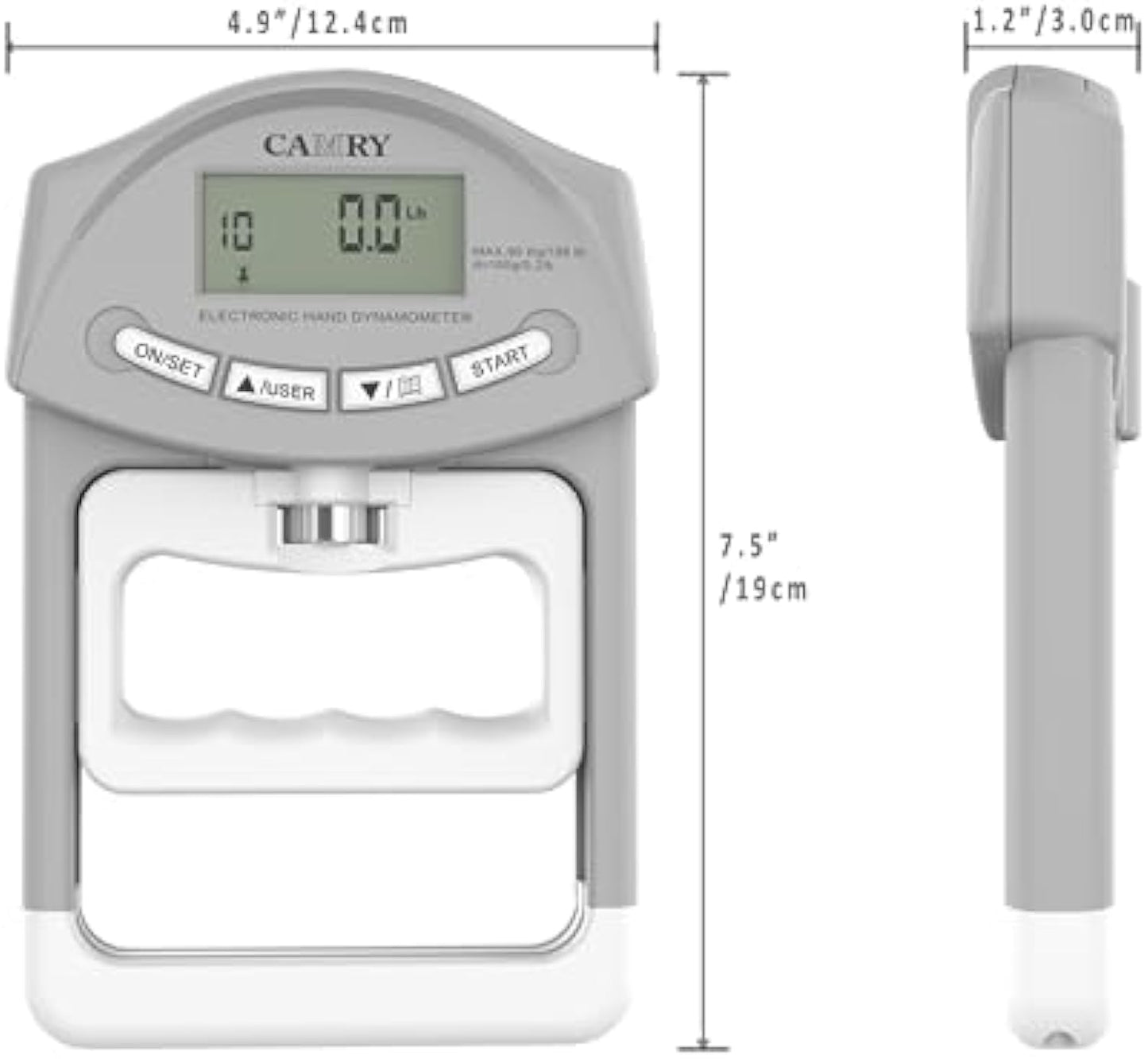 Electronic Hand Dynamometer front and side measurement 