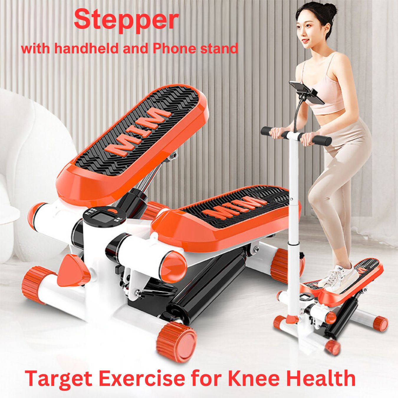  Senior-safe home stepper with adjustable handle bar for fall prevention and improved balance during exercise, perfect for HDB elderly fitness.