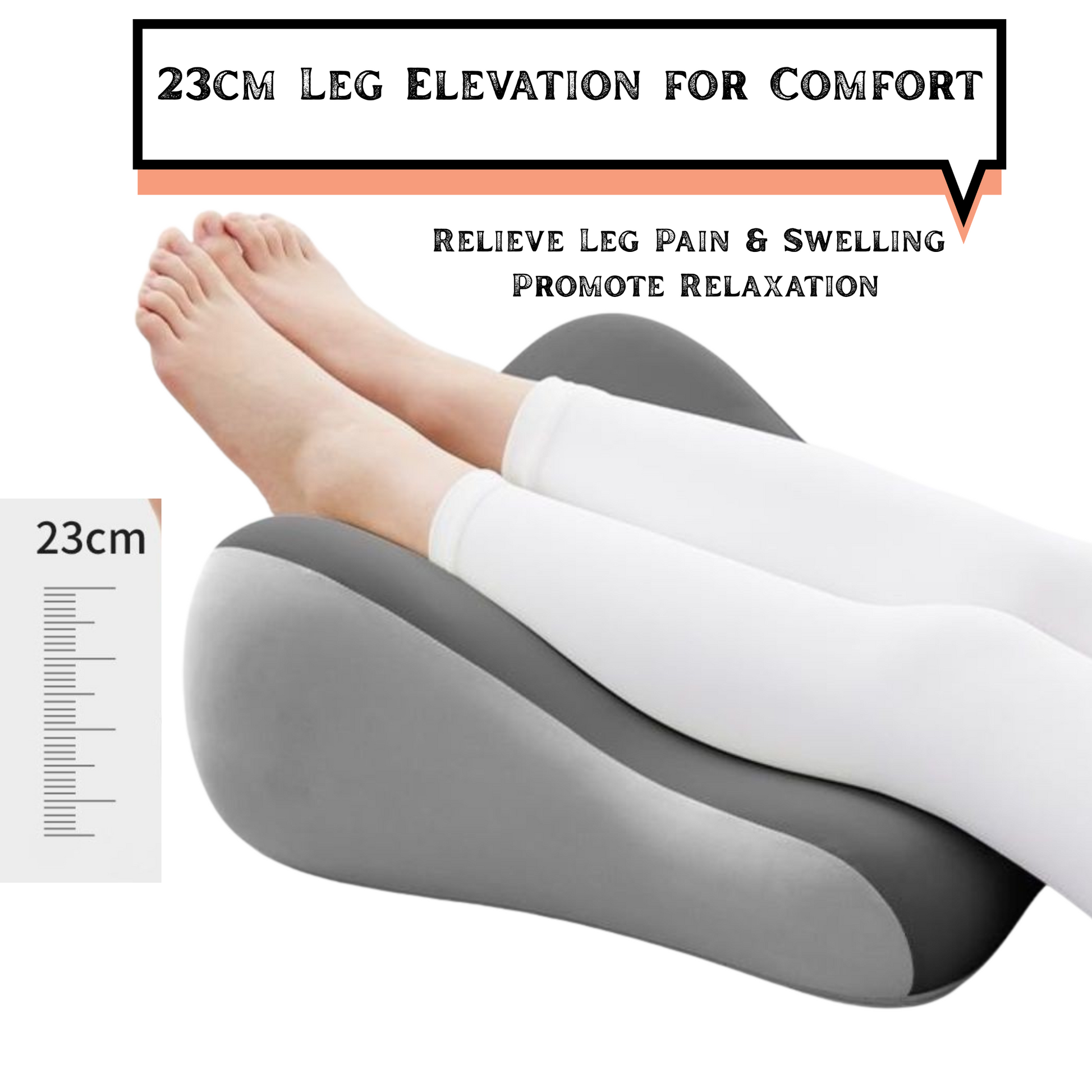 Orthopedic memory foam leg elevation wedge providing a scientific 23cm height to relieve leg pain, reduce swelling, and promote circulation. Ideal for post-surgery recovery, edema relief, and zero-gravity leg support. High-density foam maintains its shape to ensure effective elevation and muscle relaxation
