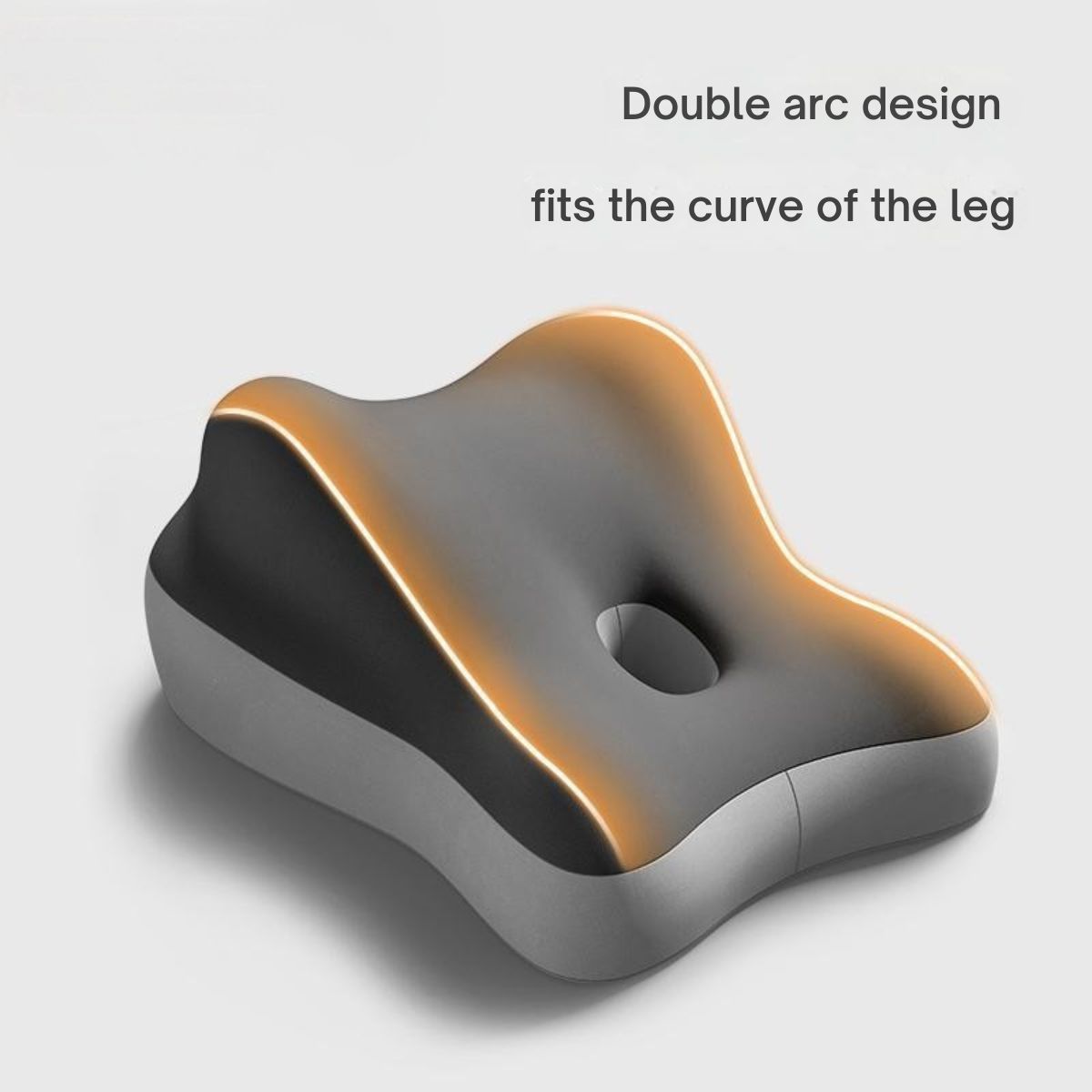 Close-up of the JC Health 4-in-1 wedge featuring the signature double arc design that fits the natural curve of the leg. The ergonomic silhouette provides targeted pressure relief for knees and ankles, making it an ideal leg elevation cushion for recovery and comfort
