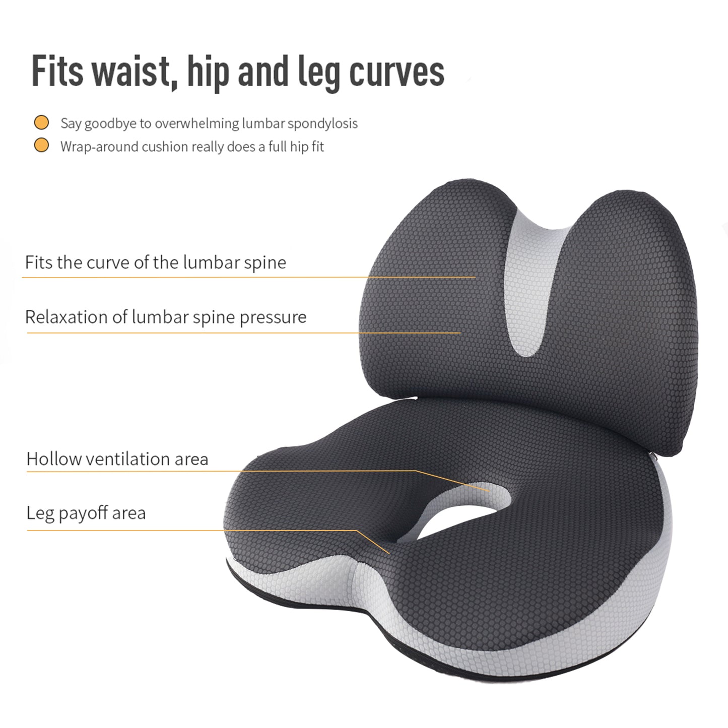 Integrated Lumbar & Seat Cushion: Your Solution for Back Pain and Discomfort