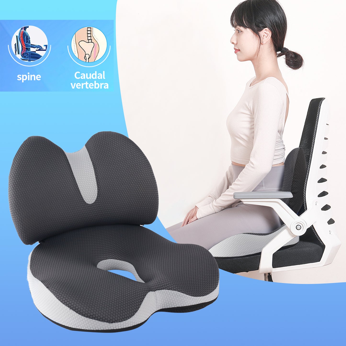 Integrated Lumbar & Seat Cushion: Your Solution for Back Pain and Discomfort