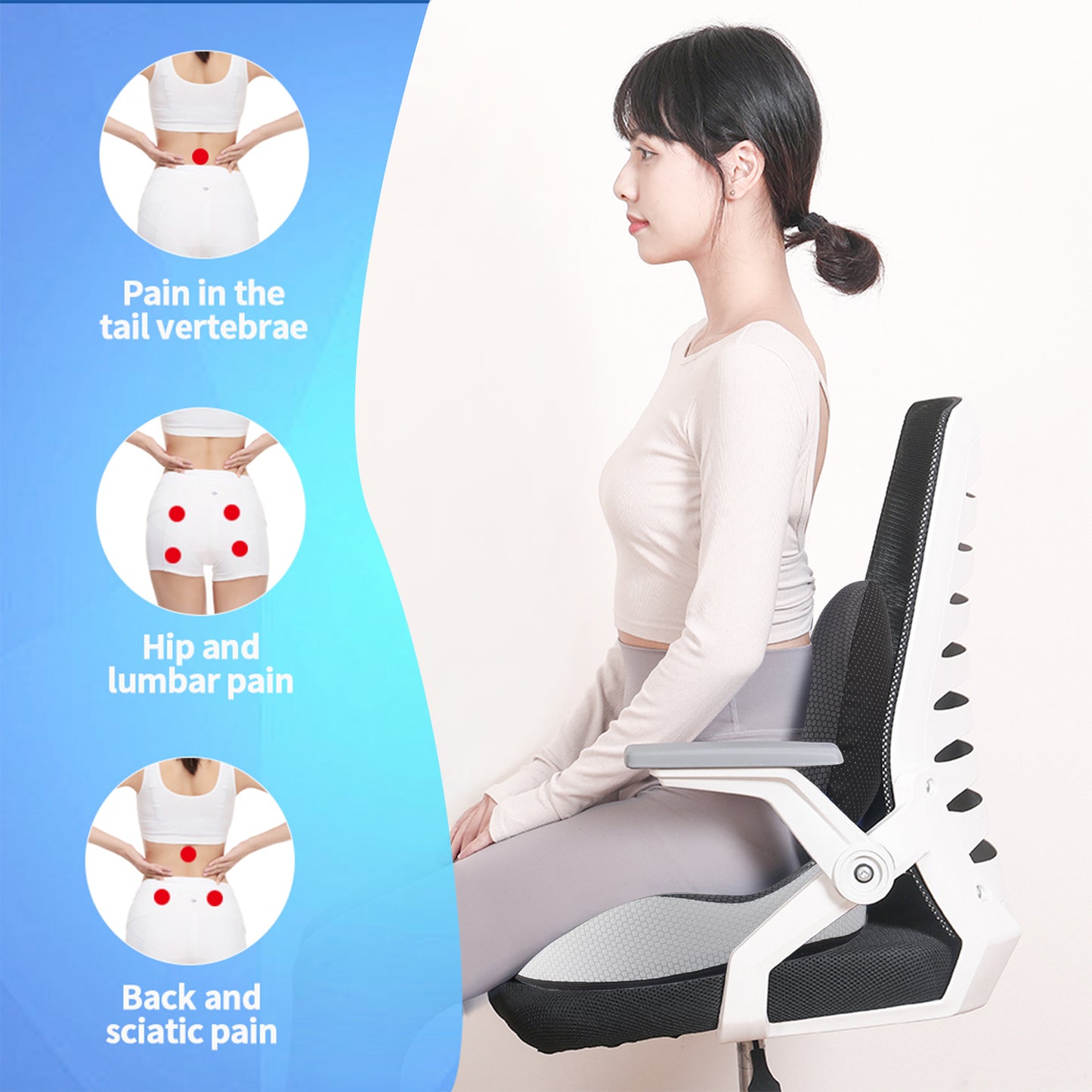 Integrated Lumbar & Seat Cushion: Your Solution for Back Pain and Discomfort