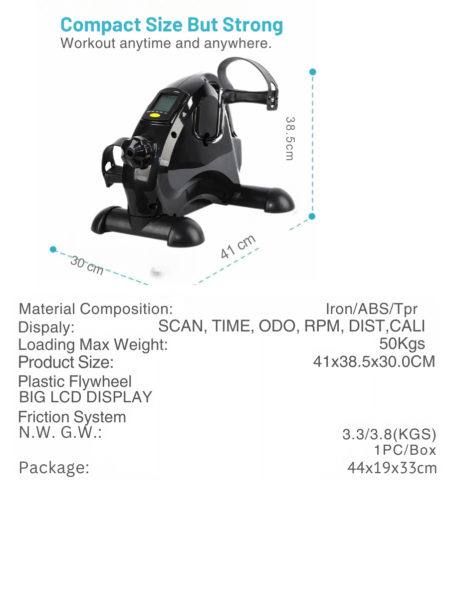 compact size but strong work out any where and any time , IRON/ABS/TPR Material, loading Max 50KG, SIZE:41X38X30CM