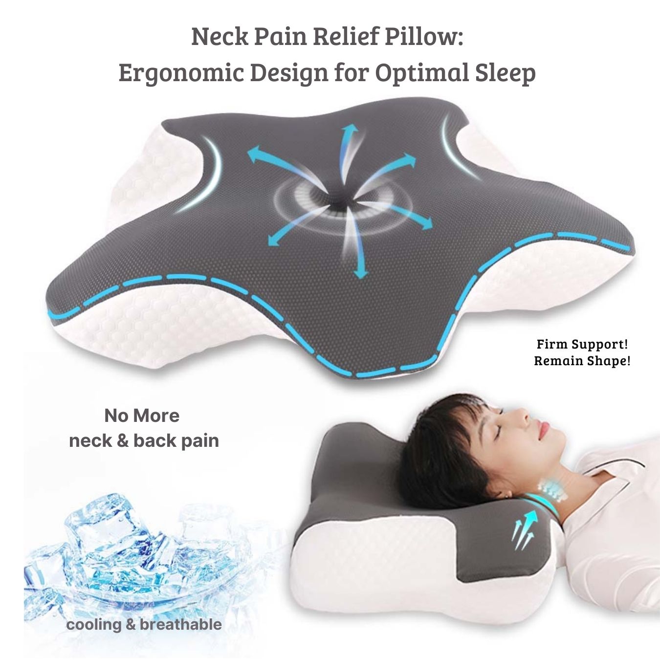 Cervical Memory Foam Pillow, Contour Pillows for Neck and Shoulder Pain, Ergonomic Orthopedic Sleeping Neck Contoured Support Pillow for Side Sleepers, Back and Stomach Sleepers