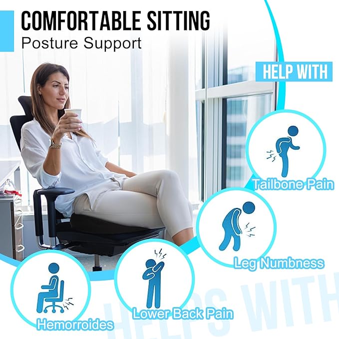 Back Pain Relief for Office Chairs: Memory Foam Seat Cushion (SG)|告别办公椅带来的背痛！ | 记忆棉坐垫，久坐不累！(新加坡)