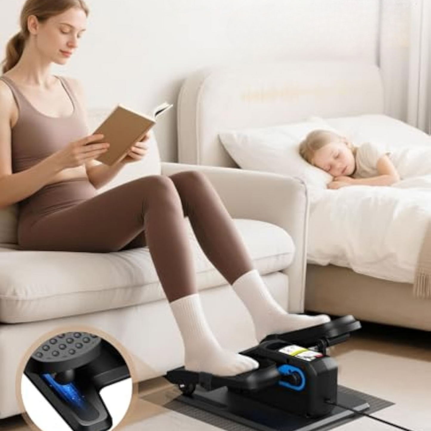 JC Health Electric Elliptical Trainer | Quiet Seated Leg Exerciser for Office, Home & Rehab