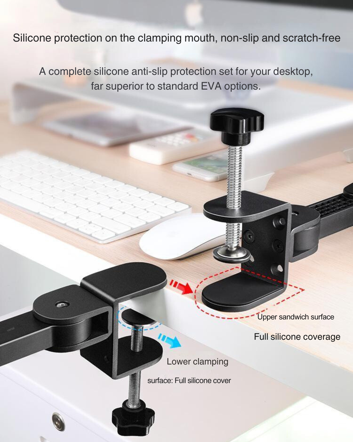 Universal Clamp-on Adjustable Armrests, Desk Cradle Rotating Elbow Cushions, Table Extension Platform Arm Support,