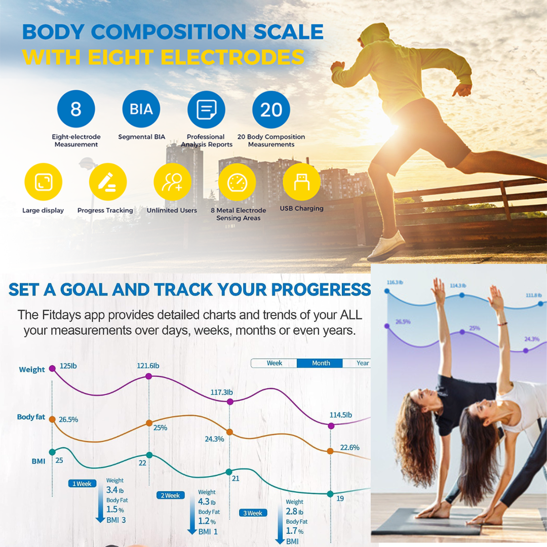 Advanced Body Composition Scale (29 Metrics) | 专业身体成分分析仪 (29 项指标) - 健身 & 健康管理