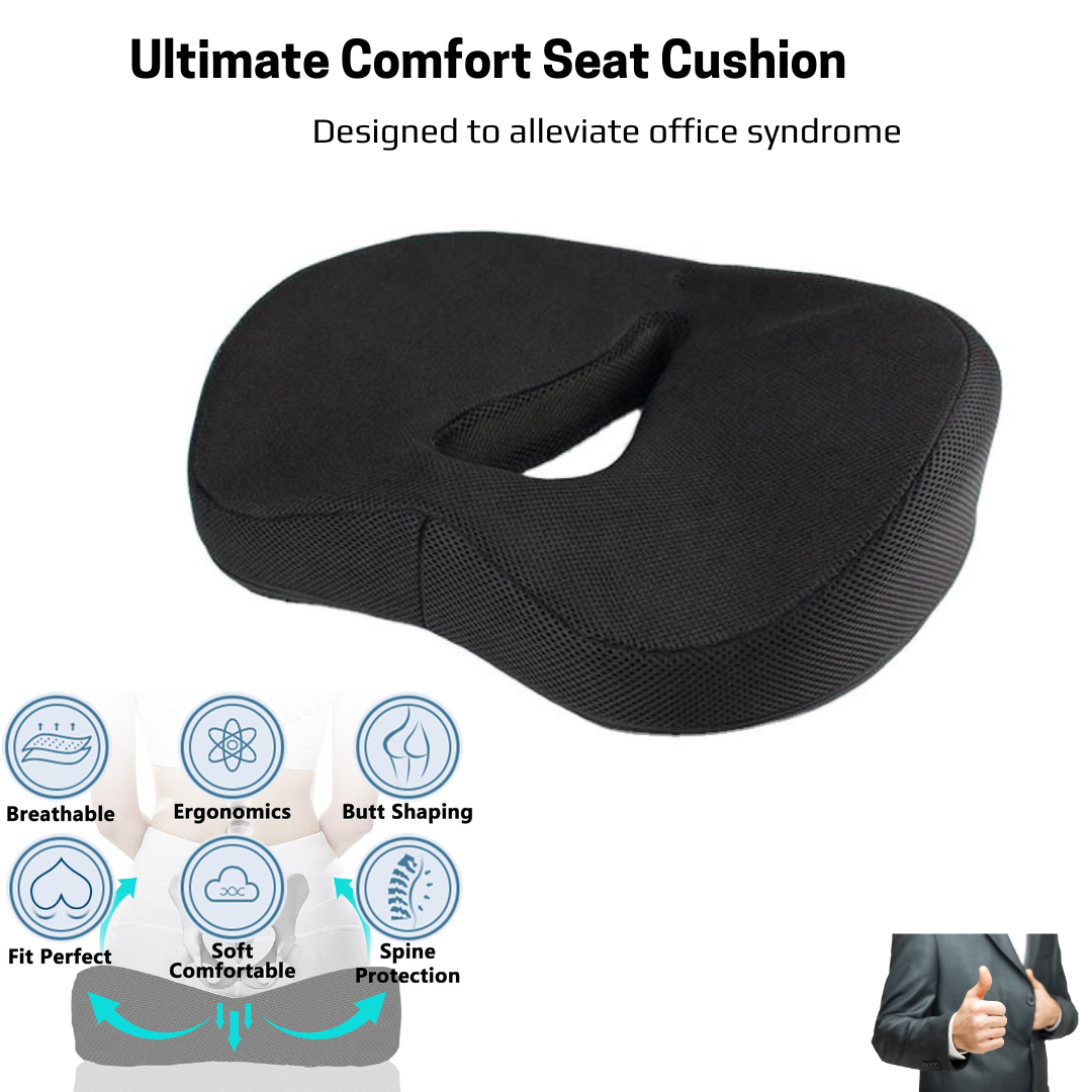 Back Pain Relief for Office Chairs: Memory Foam Seat Cushion (SG)|告别办公椅带来的背痛！ | 记忆棉坐垫，久坐不累！(新加坡)