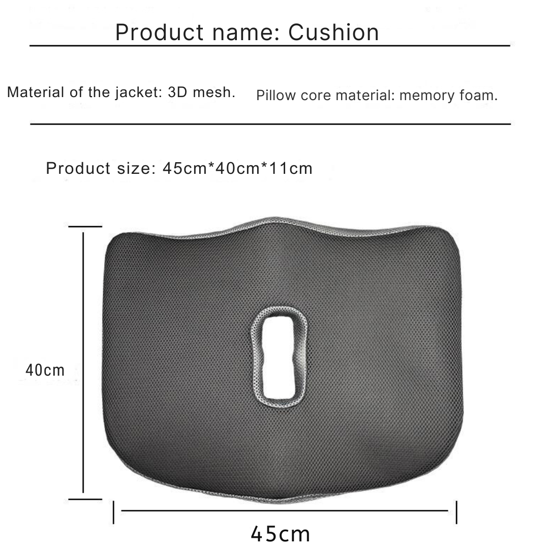 Pressure Relief Memory Foam Seat Cushion - Back Pain Relief, Improved Posture carry  handle