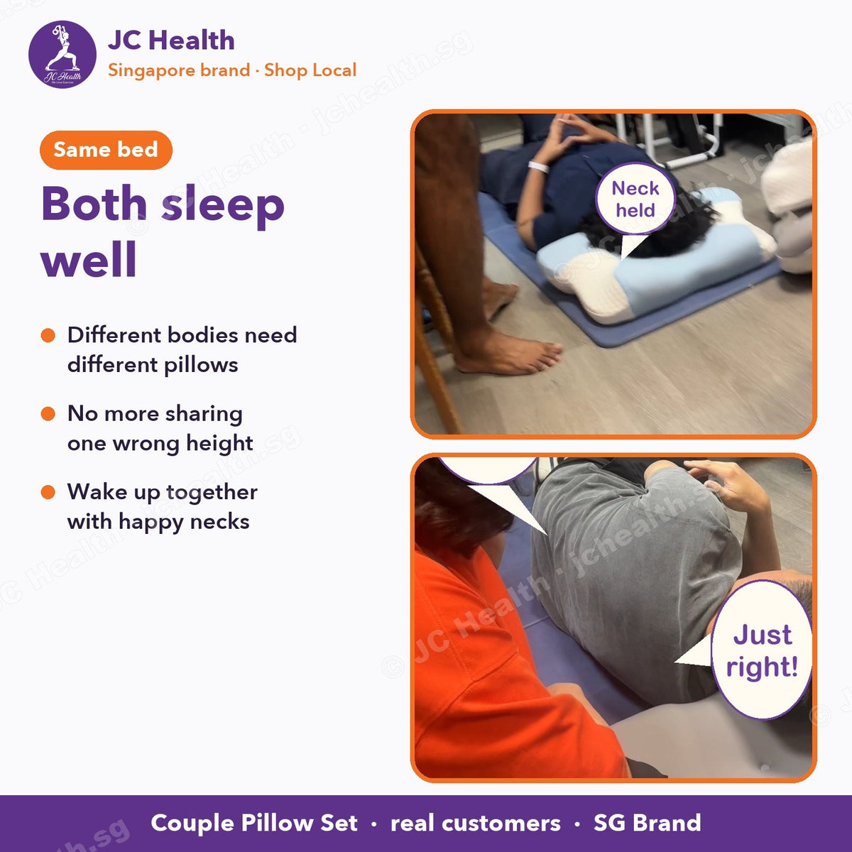 Same bed, both sleep well - couples testing their own pillows