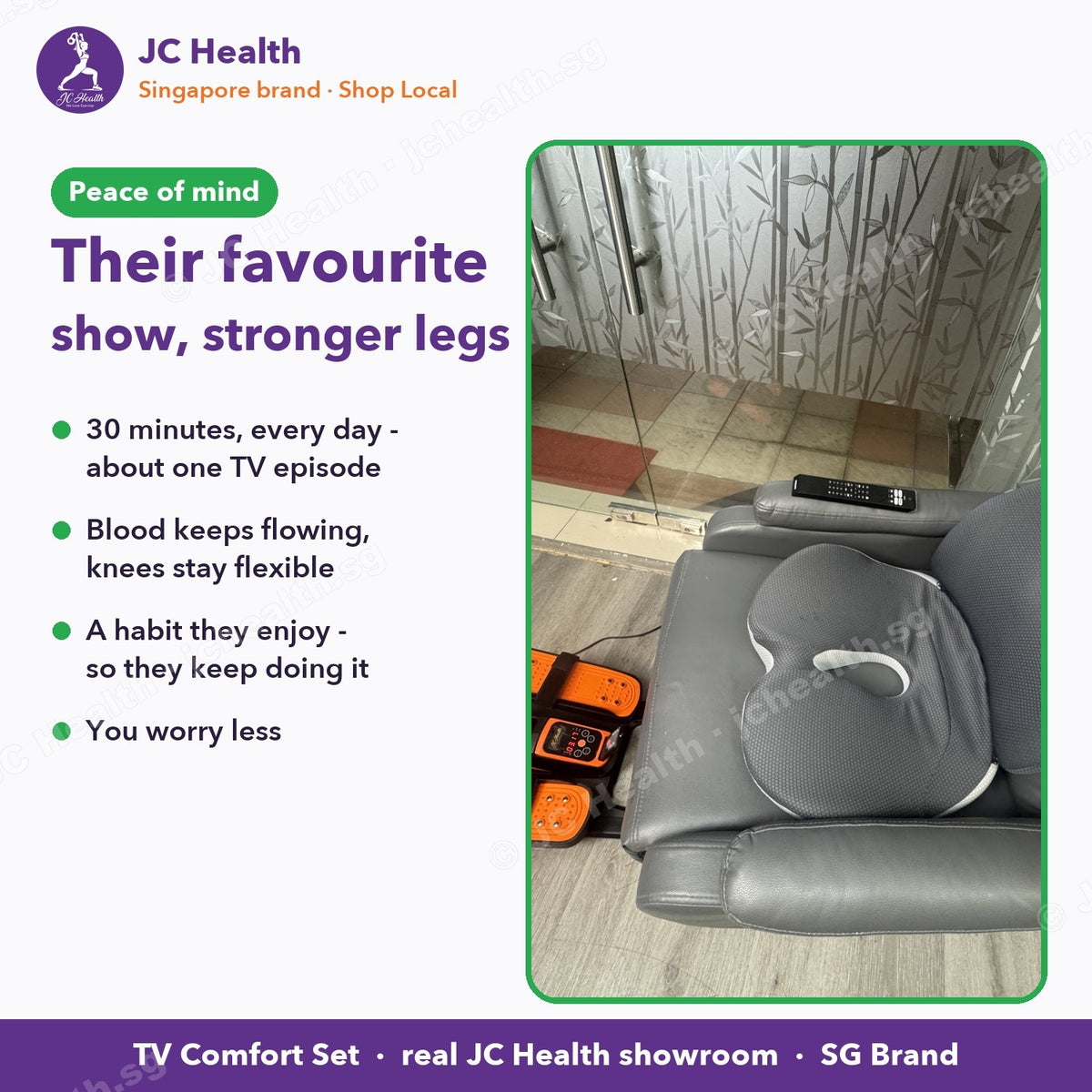 Their favourite show, stronger legs - 30 minutes every day on the mini elliptical in their armchair TV corner