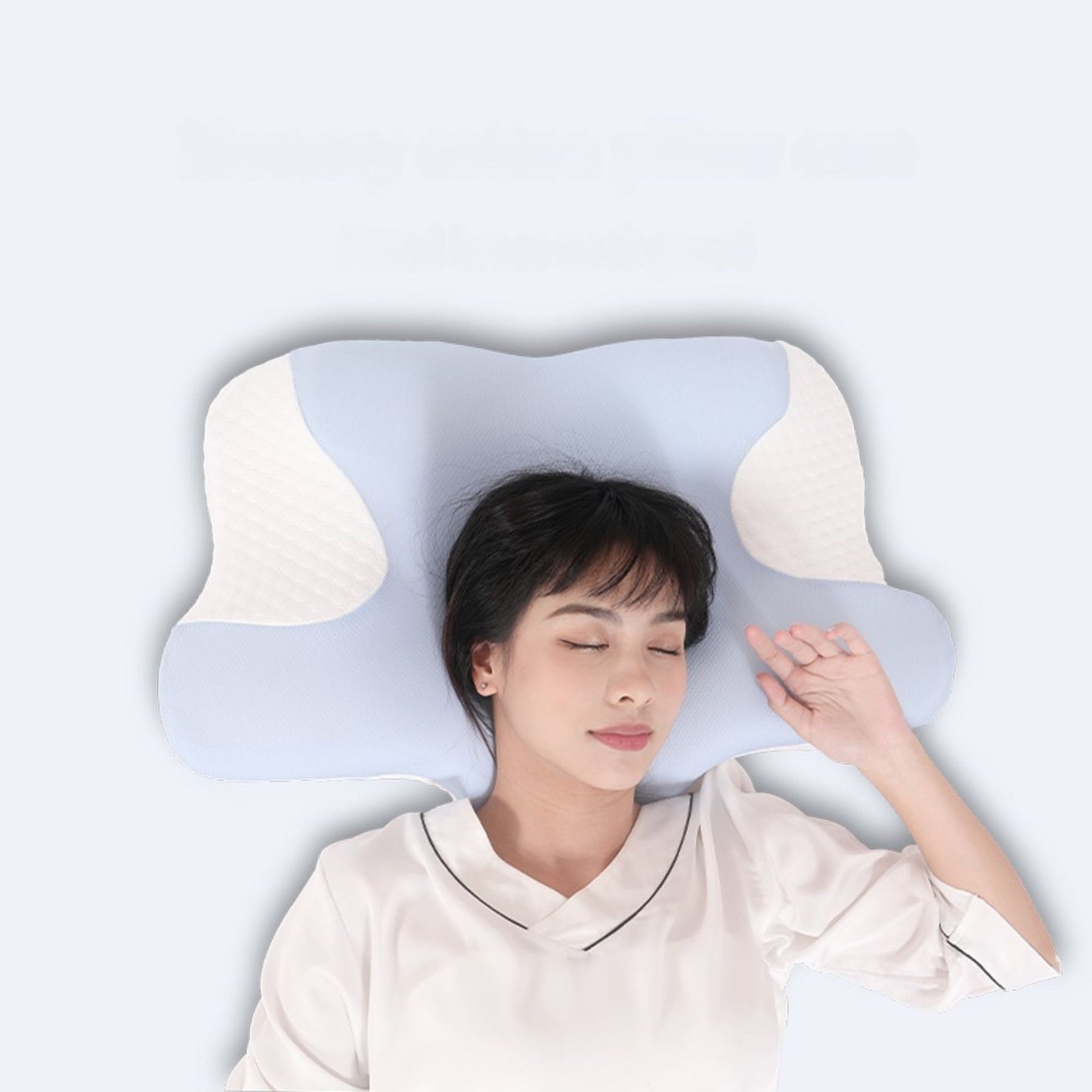 Main product image of the J C HEALTH blue cooling memory foam cervical pillow with ergonomic contour shape