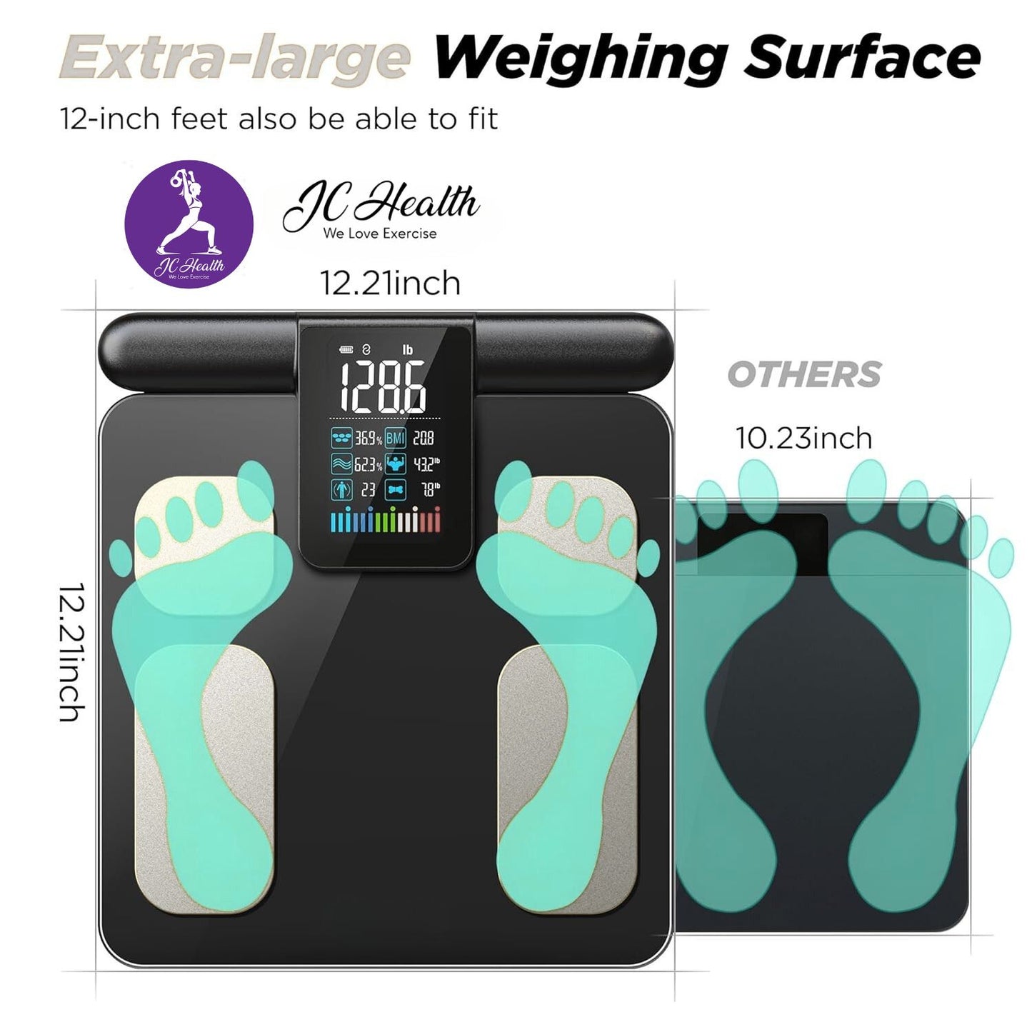 JCHealth Pro Smart Body Composition Scale | 28 Metrics, 8-Electrode BIA, Health App Sync