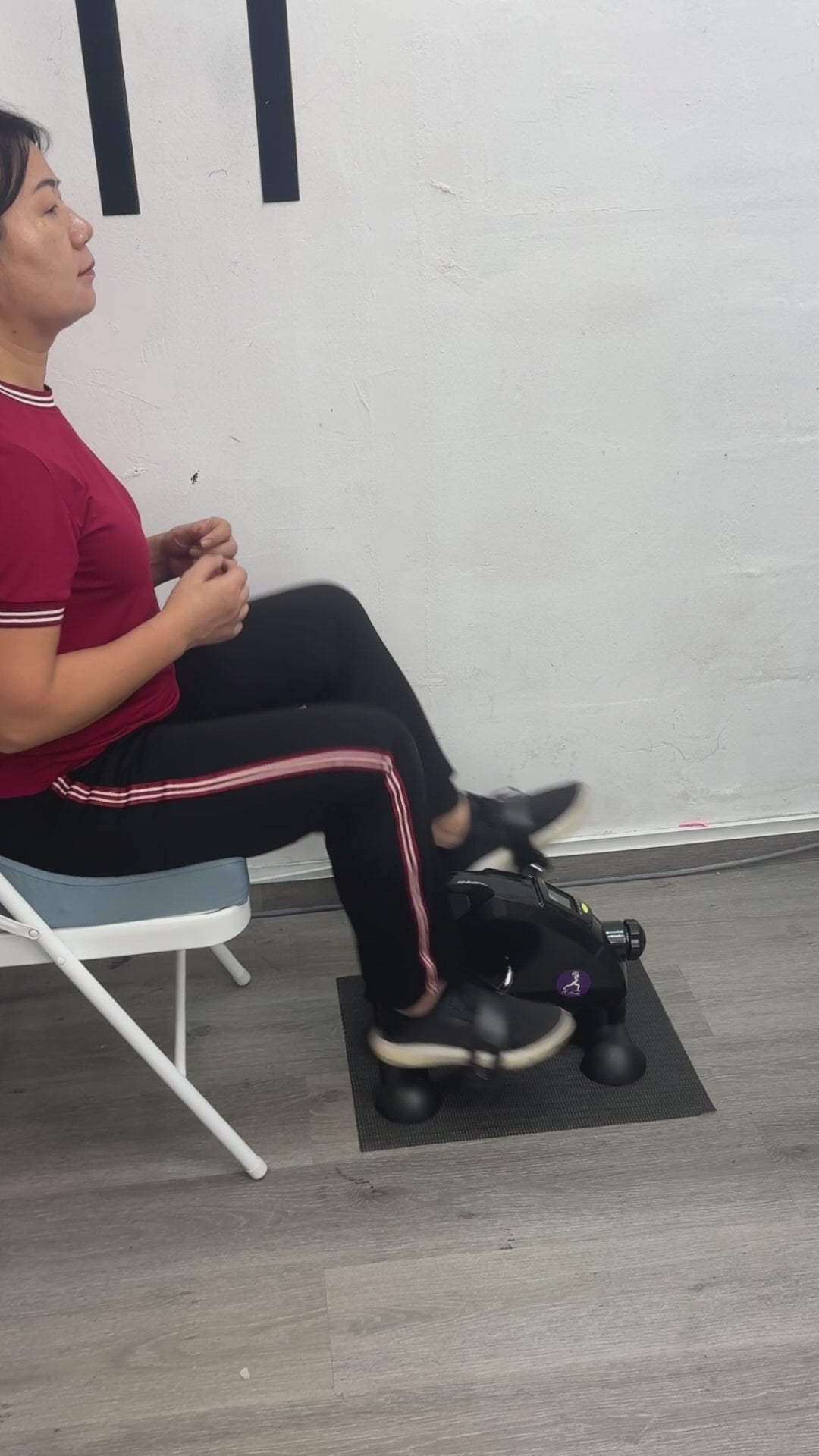 overview of JC Health Mini Pedal Exerciser for leg exercise adjustalbe resistant and easy hanle to carry to place on desk for upper body exercise