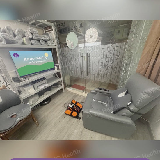 TV Comfort Set video: soft sofa slump, then the lumbar cushion and mini elliptical - keep Mum and Dad moving while they watch TV